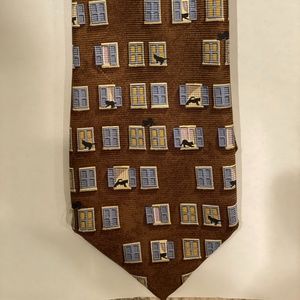 Ermenegildo Zegna Brown Tie - Playful Cats Pattern